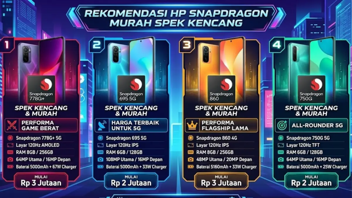 Dapatkan performa maksimal dengan HP Snapdragon murah spek kencang. Solusi cerdas bagi pekerja kreatif tahun 2026 yang butuh gadget kencang dan hemat. (GEMINI AI)