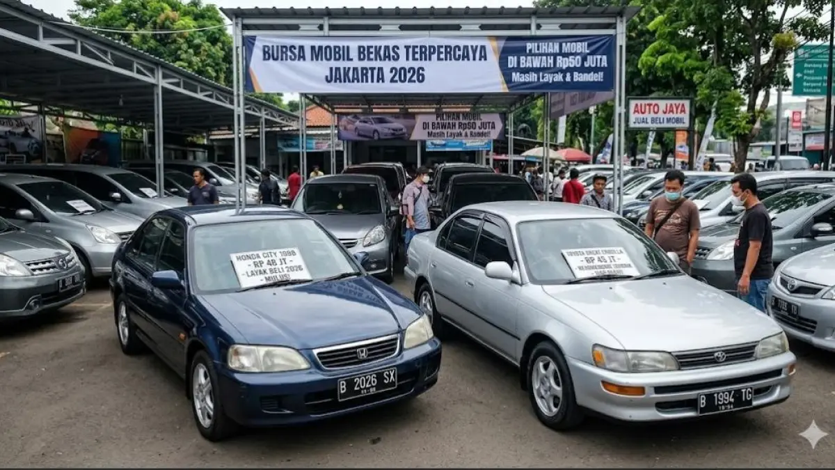 Mobil bekas di bawah Rp50 juta tahun 2026 masih layak dibeli. Simak rekomendasi terbaik dari Toyota Great Corolla hingga Honda City.(gemini AI)