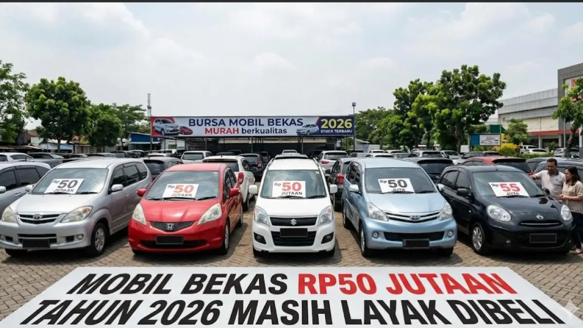 Mobil bekas Rp50 jutaan tahun 2026 masih layak dibeli. Ada Toyota Avanza, Honda Jazz, Karimun, Xenia, hingga Nissan March.(Gemini Ai)