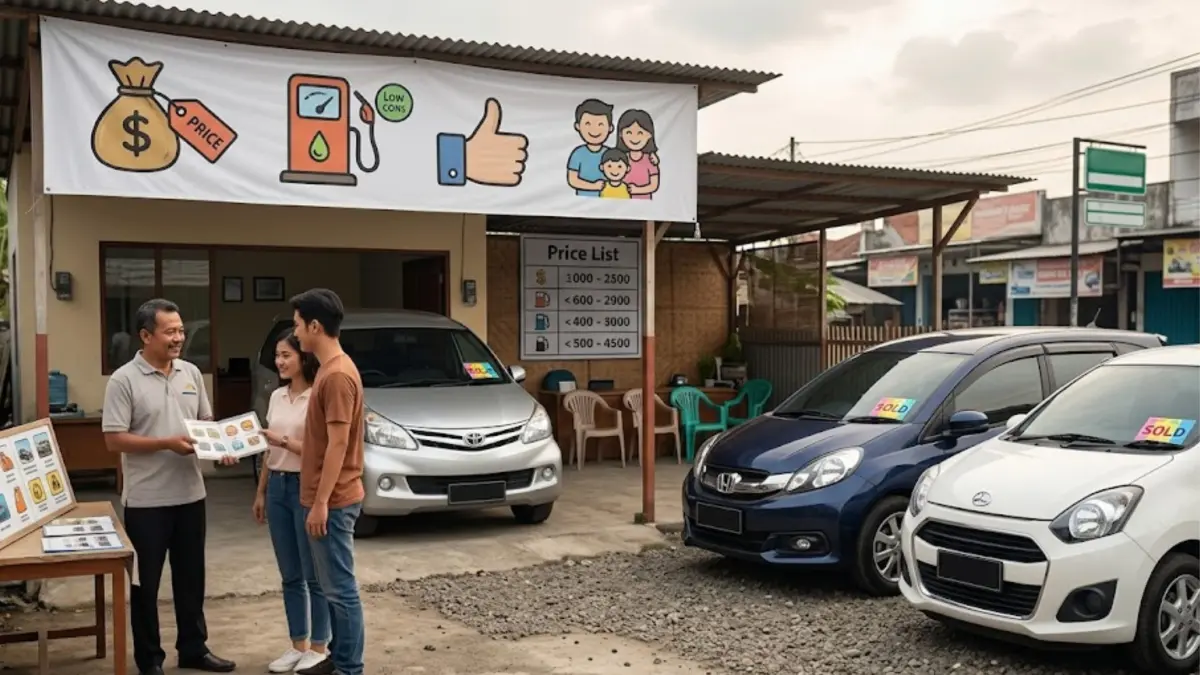 Rekomendasi mobil bekas murah irit BBM 2026 tetap diminati karena hemat biaya, nyaman digunakan, dan mudah dirawat. (GEMINI AI)