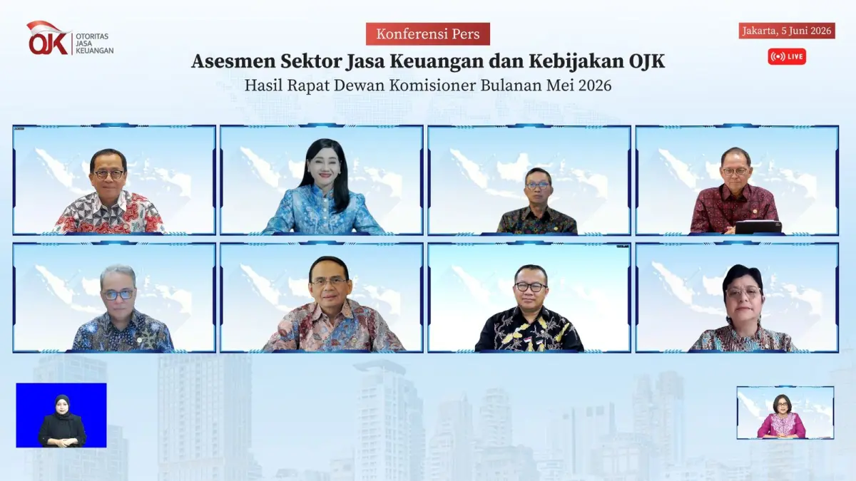 Konferensi pers asesmen sektor jasa keuangan dan kebijakan OJK dan hasil rapat dewan komisioner bulanan Mei 2026.