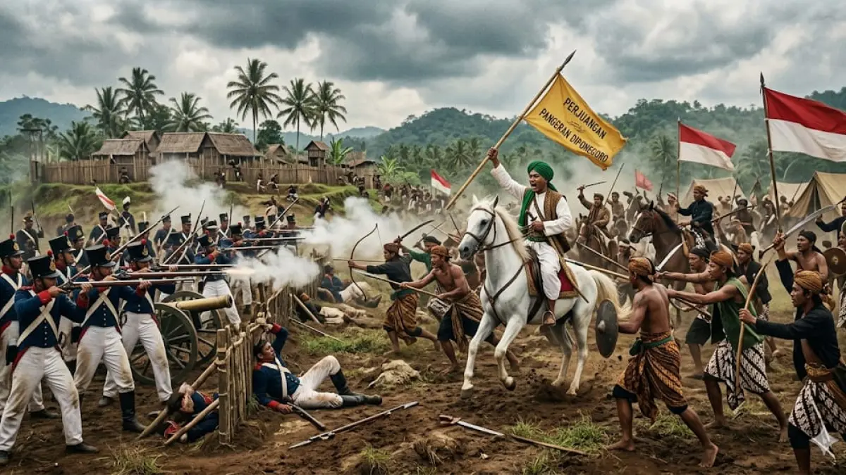 Perang Diponegoro menjadi perang terbesar melawan Belanda yang menelan 200 ribu korban dan mengguncang kekuasaan kolonial.(Gemini AI)