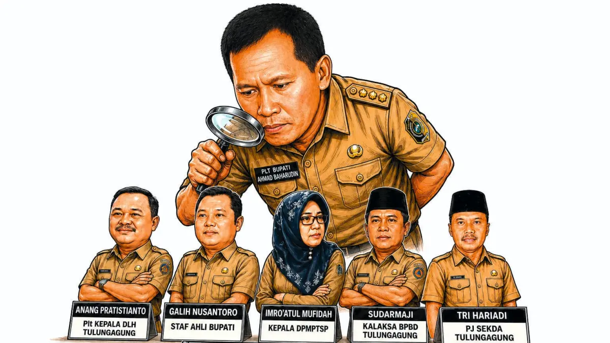 Lima pejabat senior di lingkungan Pemkab Tulungagung telah dinyatakan lolos seleksi administrasi Sekda Tulungagung.(ILUSTRASI AI)