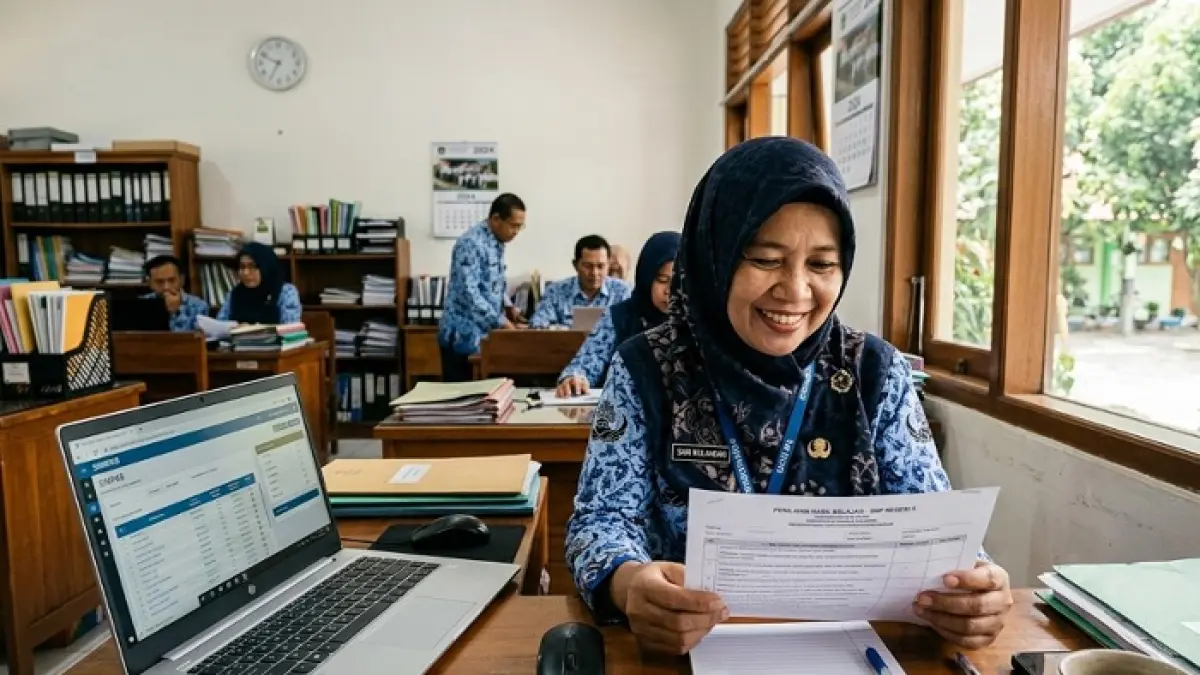 Gaji 13 ASN dan PPPK Paruh Waktu mulai cair. TPG guru diproses, sementara beasiswa 150 ribu guru masih dibuka. (Ilustrasi Gemini AI)