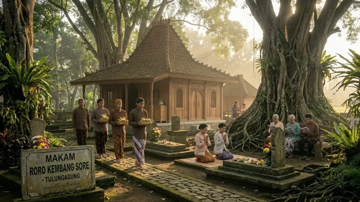Roro Kembang Sore Tulungagung kembali ramai dibahas. Simak legenda, sejarah makam, dan daya tarik budaya yang masih lestari.