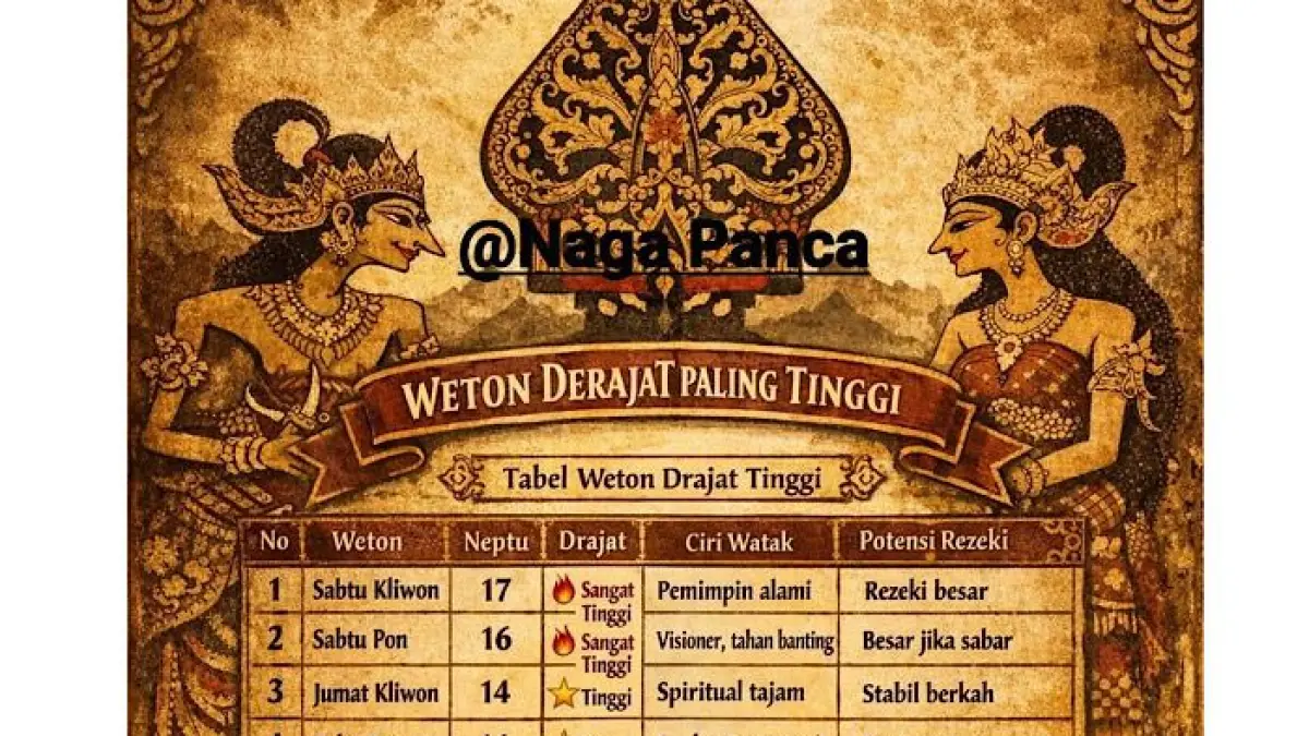 Weton paling kebal santet ini dipercaya punya energi kuat dan perlindungan khodam menurut primbon Jawa. Simak daftar lengkapnya.(pinterest)