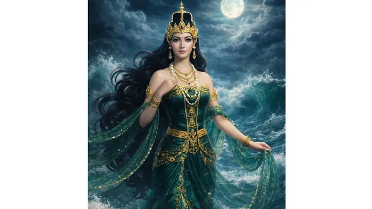 Asal usul Nyi Roro Kidul terungkap. Dari putri kerajaan yang terusir hingga menjadi penguasa Laut Selatan Jawa.(pinterest)