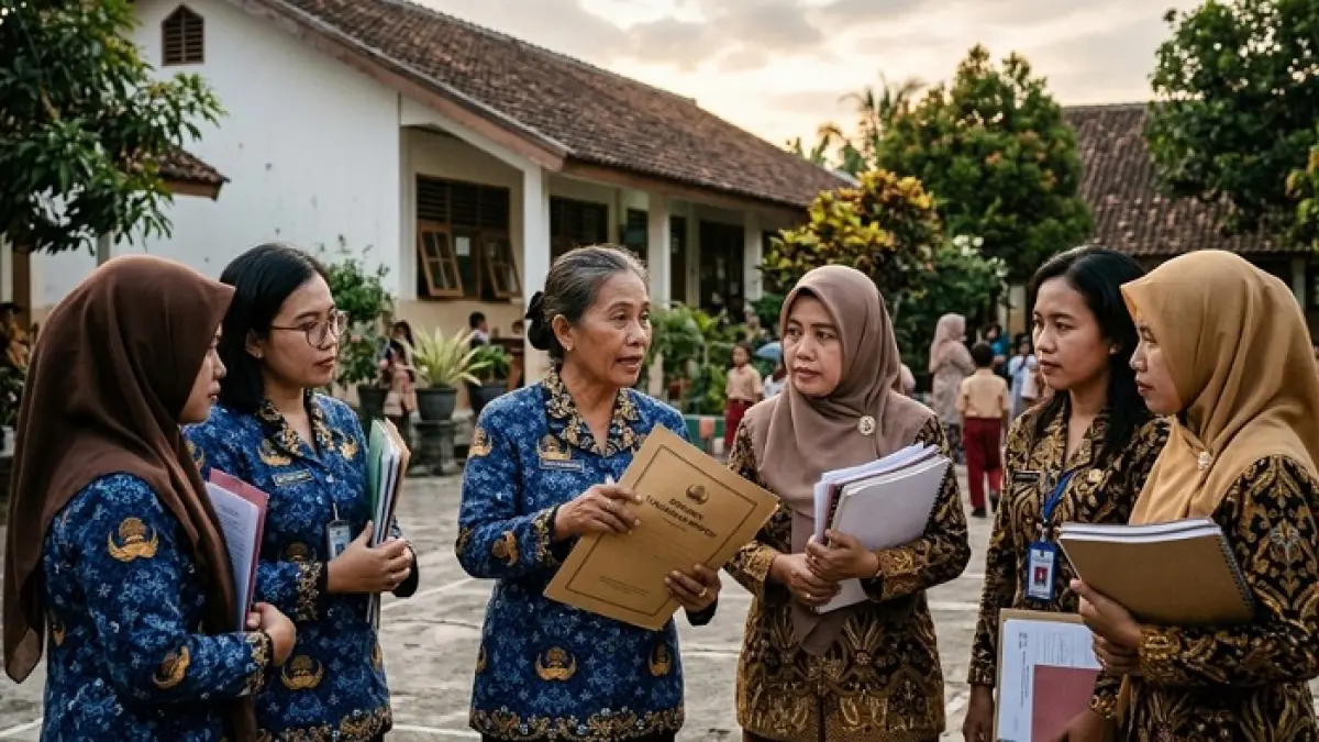 TPG 100 persen dipertanyakan DPR RI. Dana tunjangan profesi guru disebut sering tertahan di pemda. (Ilustrasi Gemini AI)