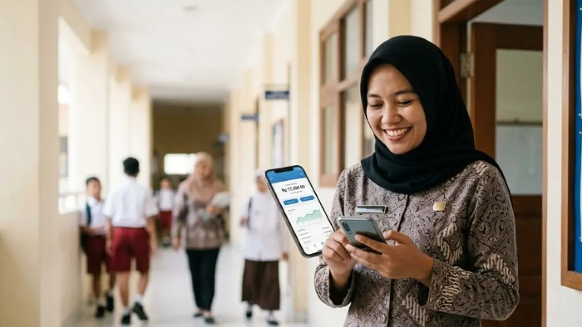 TPG Juni 2026 mulai cair di sejumlah daerah. Guru non ASN banyak sudah menerima, sementara ASN menyusul. (Ilustrasi Gemini AI)