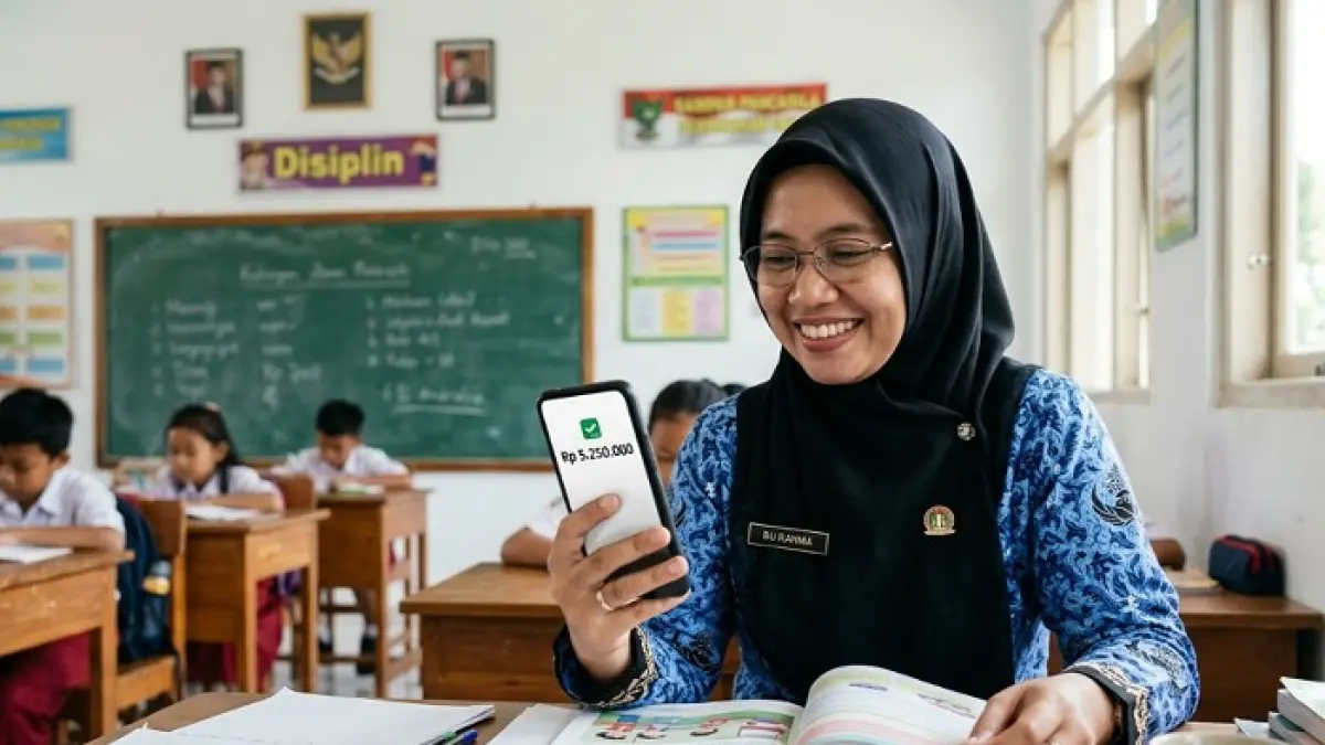 Tunjangan guru cair Juni 2026 disertai berbagai terobosan pendidikan, mulai peningkatan insentif hingga digitalisasi sekolah. (Ilustrasi Gemini AI)
