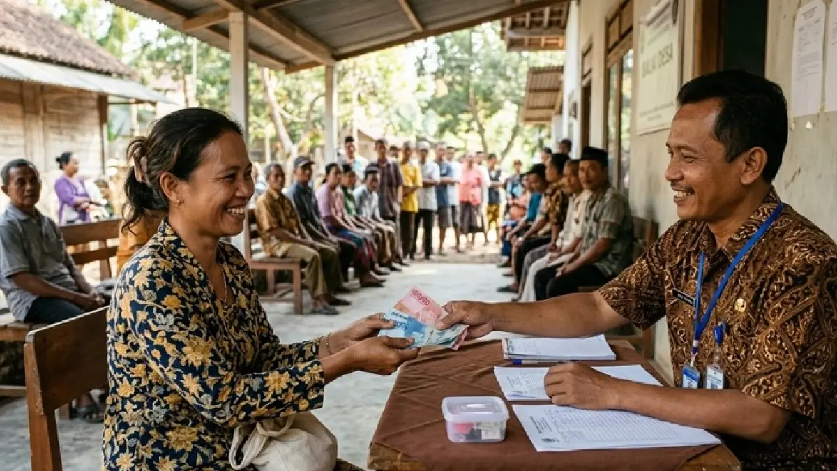 BLT Dana Desa Rp300.000 per bulan mulai cair Juni 2026. KPM bisa menerima hingga Rp1,8 juta sekaligus. (Ilustrasi Gemini AI)