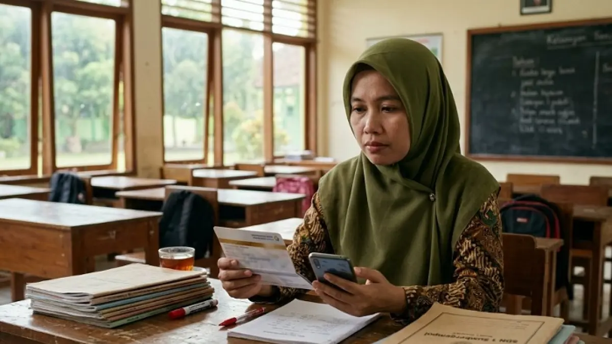 TPG 100 persen disorot DPR RI. Penyaluran tunjangan profesi guru lewat pemda dinilai hambat pencairan. (Ilustrasi Gemini AI)