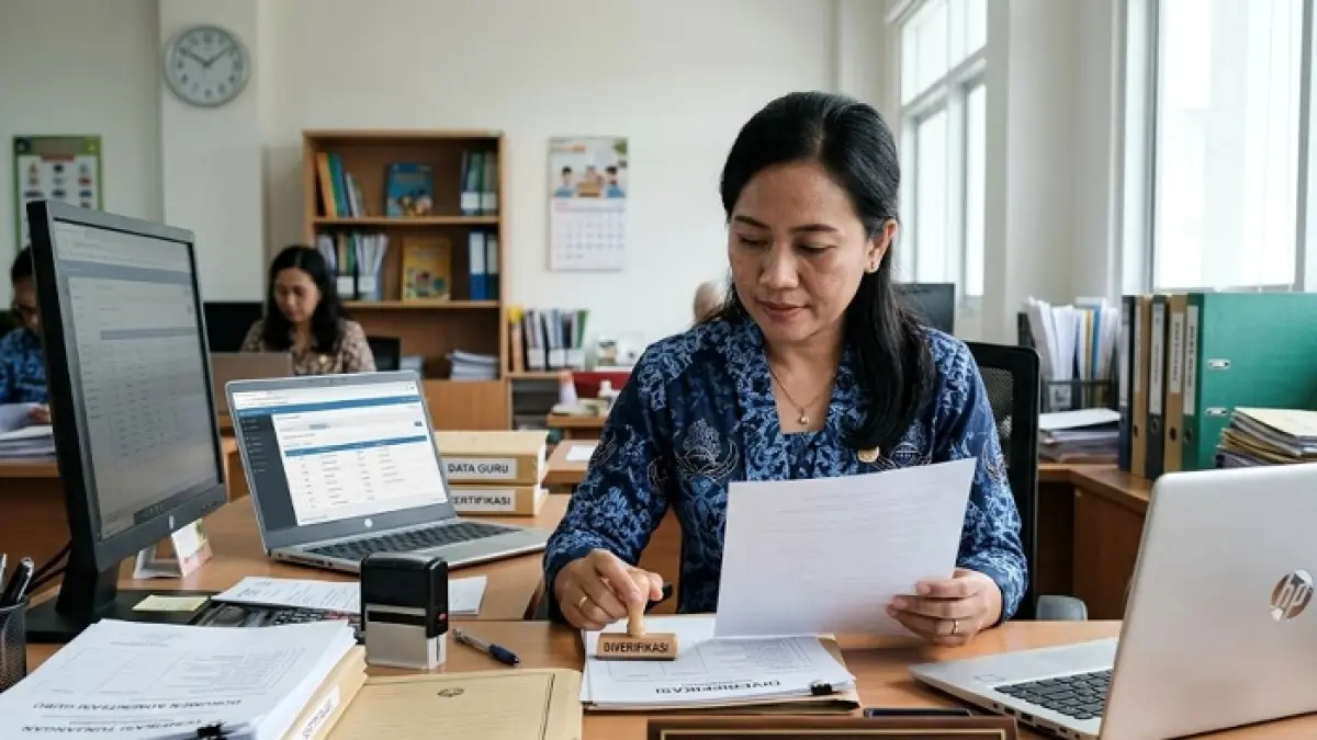 TPG Juni 2026 mulai cair. Guru non ASN banyak yang sudah menerima transfer, cek syarat agar tunjangan tidak gagal cair. (Ilustrasi Gemini AI)
