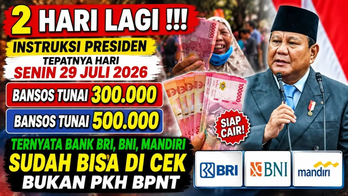 Bansos tunai Rp500.000 dan Rp300.000 segera cair. Simak daftar penerima, saldo BRI, BNI, Mandiri, serta update PKH dan BPNT terbaru. (Youtube. com)