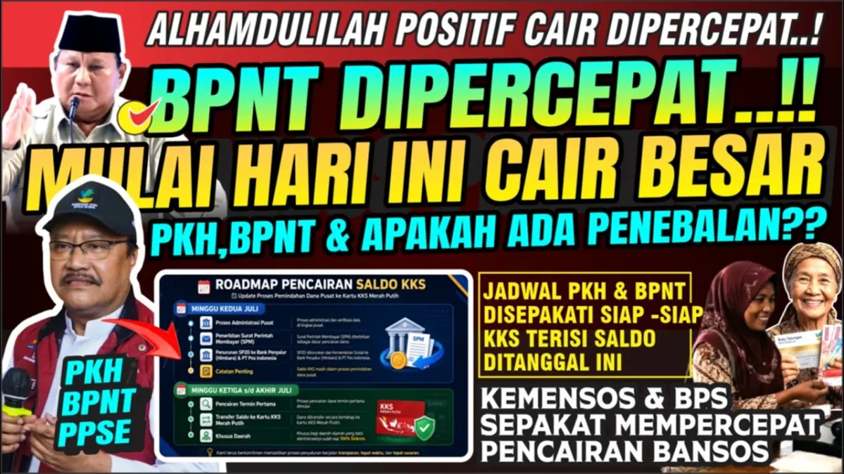 Jadwal bansos PKH dan BPNT Tahap 3 2026 dipercepat. Simak estimasi pencairan Juli, bantuan pangan, dan stimulus ekonomi terbaru. (Youtube. com)
