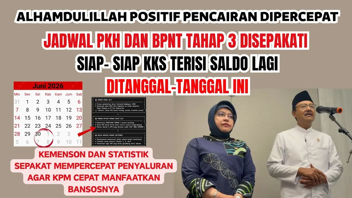 Jadwal bansos PKH Tahap 3 2026 dimajukan. Simak estimasi pencairan Juli, BPNT, serta tambahan stimulus ekonomi terbaru. (Youtube. com)