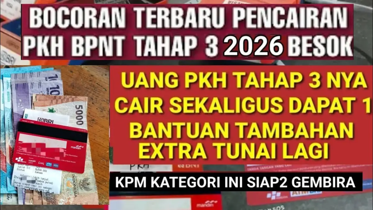 Jadwal pencairan PKH BPNT Tahap 3 2026 diperkirakan Agustus-September. Simak peluang bantuan tambahan bagi KPM hasil validasi sistem. (Youtube. com)