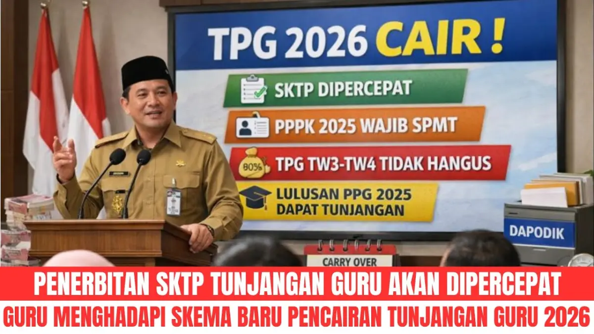 TPG 2026 memakai skema bulanan. Simak percepatan validasi SKTP, nasib TPG triwulan 3 dan 4, serta syarat pencairannya. (Youtube. com)