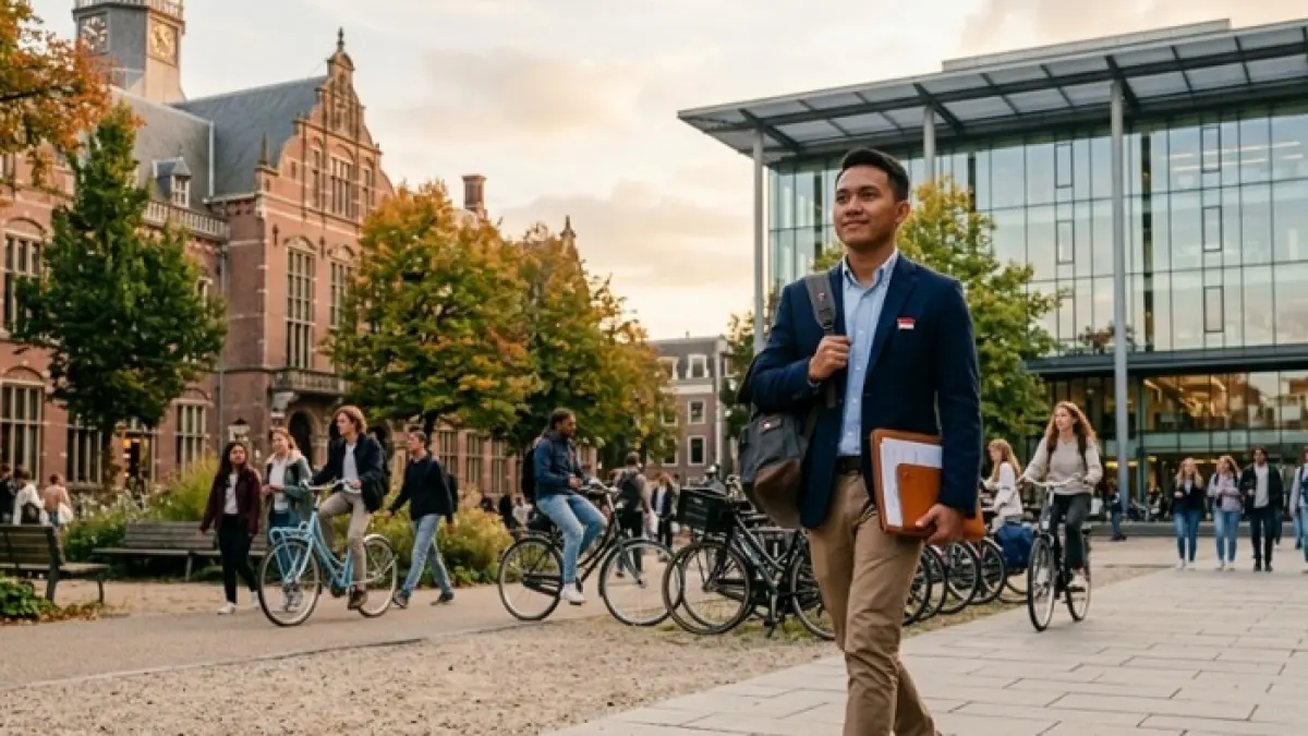 Beasiswa ke Belanda bisa diraih meski tanpa prestasi akademik. Simak empat strategi yang dibagikan alumni ITB agar peluang lolos makin besar. (Ilustrasi Gemini AI)