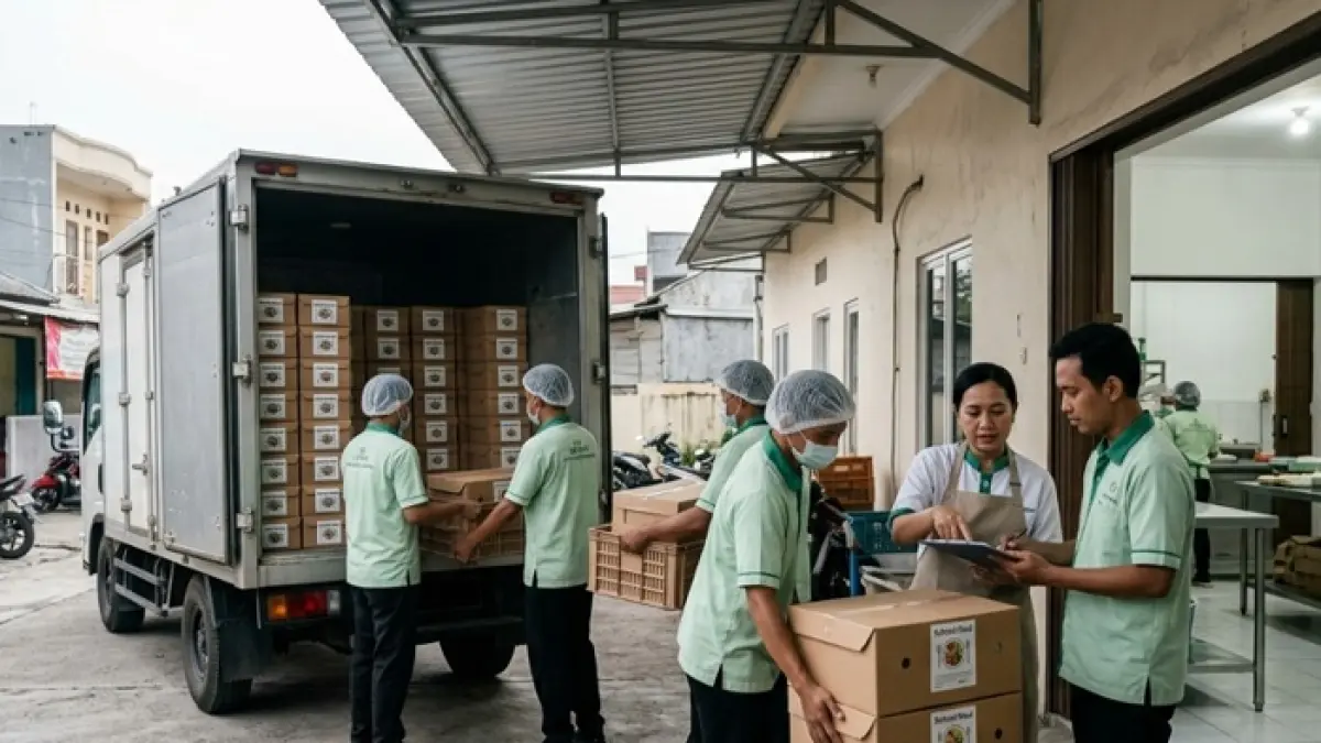 Program Makan Bergizi Gratis membuka peluang bisnis kuliner bagi UMKM dengan potensi proyek besar dan akses pendanaan alternatif. (Ilustrasi Gemini AI)