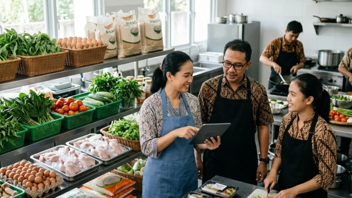 Program Makan Bergizi Gratis membuka peluang pendanaan hingga Rp10 miliar bagi UMKM. Simak syarat lengkap dan risikonya. (Ilustrasi Gemini AI)