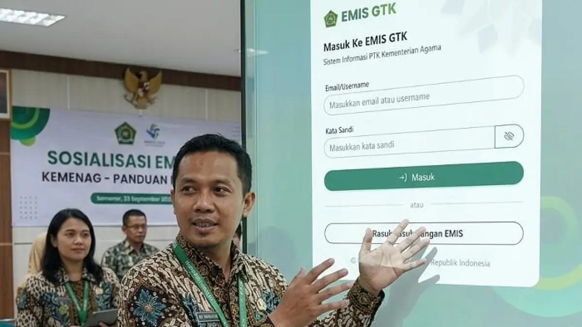 EMIS GTK Terbaru 2026 wajib digunakan untuk generate akun PTK, input jadwal mengajar, dan pengajuan tunjangan insentif guru serta tendik non-ASN.(Gemini AI)
