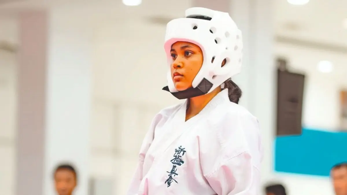 Gianandini memusatkan pikiran saat menghadapi lawannya di Kejurnas Indonesia Open 2026.