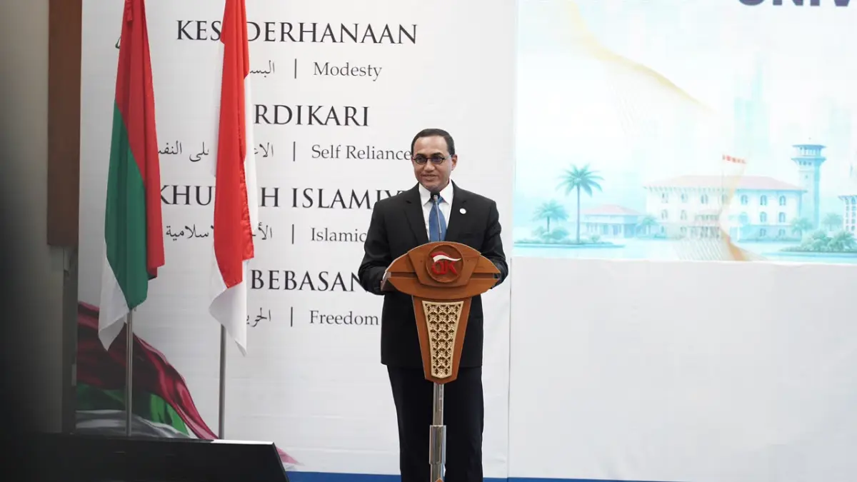 Kuliah Umum Pasar Modal Syariah di Universitas Darussalam Gontor, Ponorogo, Jawa Timur, Kamis (3/7/2026).