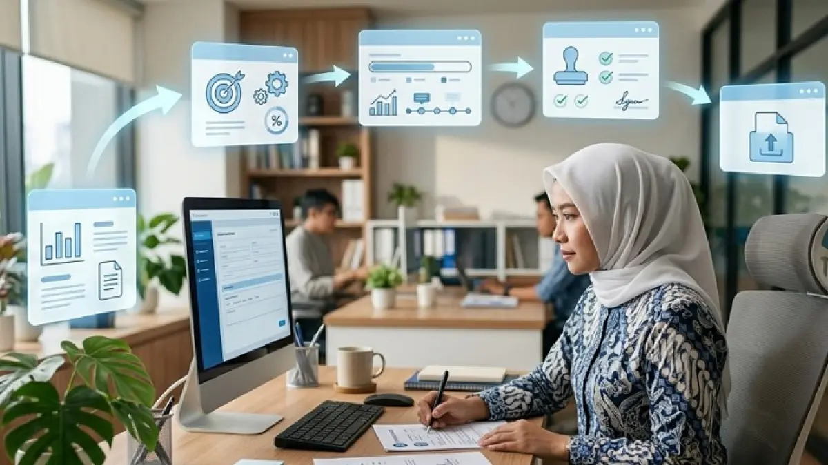 SKP e-Kinerja 2026 mengalami perubahan besar dibanding AP2KP. Simak tahapan lengkap pengisian hingga proses pengajuan SKP ASN. (Ilustrasi Gemini AI)