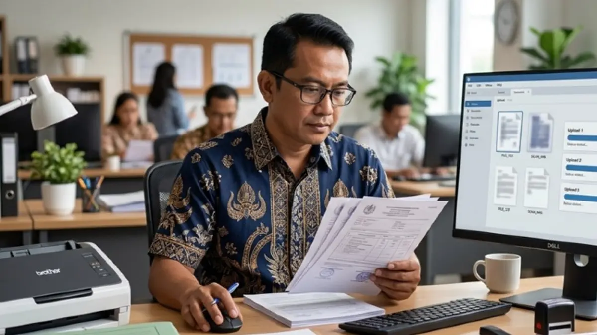 Update data ASN di MyASN kini bisa dilakukan mandiri melalui SISN. Simak tahapan login, validasi NIK hingga proses approval BKPSDM. (Ilustrasi Gemini AI)