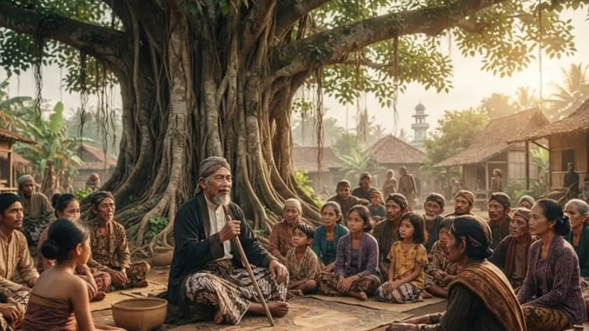 Video Sunan Kalijaga ini menyampaikan pesan dakwah tentang kebersihan hati, pentingnya ilmu, dan penyebaran Islam tanpa paksaan. (Ilustrasi Gemini AI)