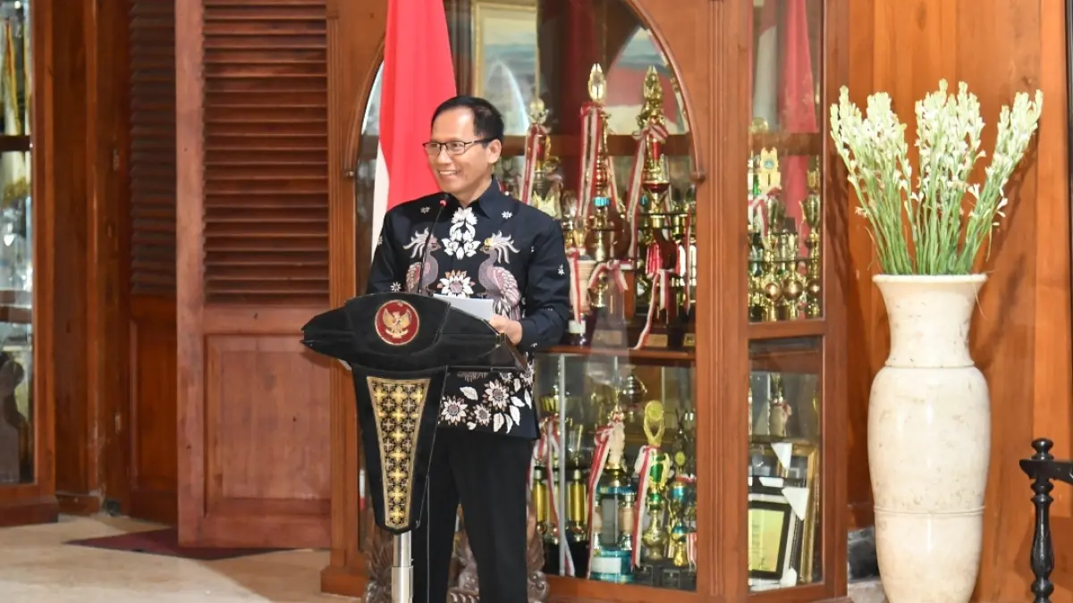 Plt Bupati Tulungagung Ahmad Baharudin menyambut tim Verifikasi Wana Lestari Nasional 2026 di Pendopo Kongas Arum Kusumaningbangsa (PROKOPIM)