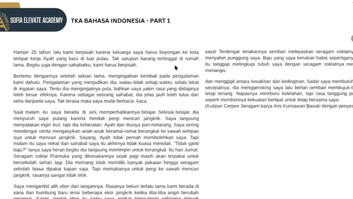 Kisi-kisi TKA 2026 Bahasa Indonesia mulai dipelajari. Simak materi pemahaman tekstual, makna kata, dan strategi menjawab soal yang wajib dikuasai.