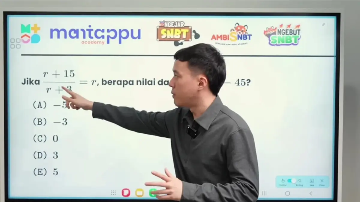 Kumpulan soal SNBT matematika lengkap dengan trik cepat menjawab, mulai dari aljabar, eksponen, hingga fungsi kuadrat.
