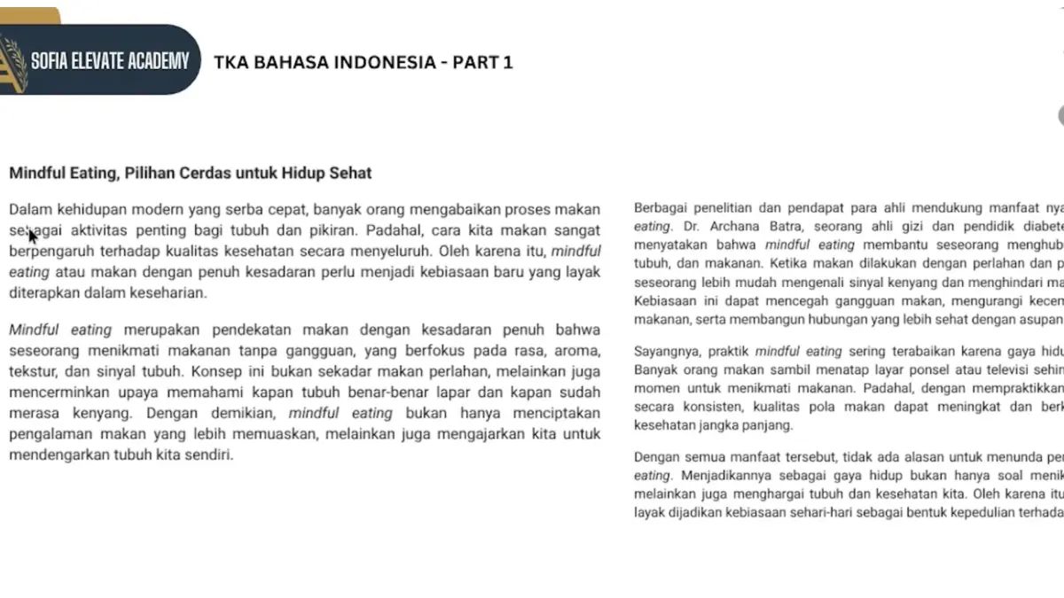 TKA 2026 Bahasa Indonesia diprediksi masih menguji pemahaman tekstual. Simak 8 tipe soal yang perlu dipelajari siswa sejak sekarang.