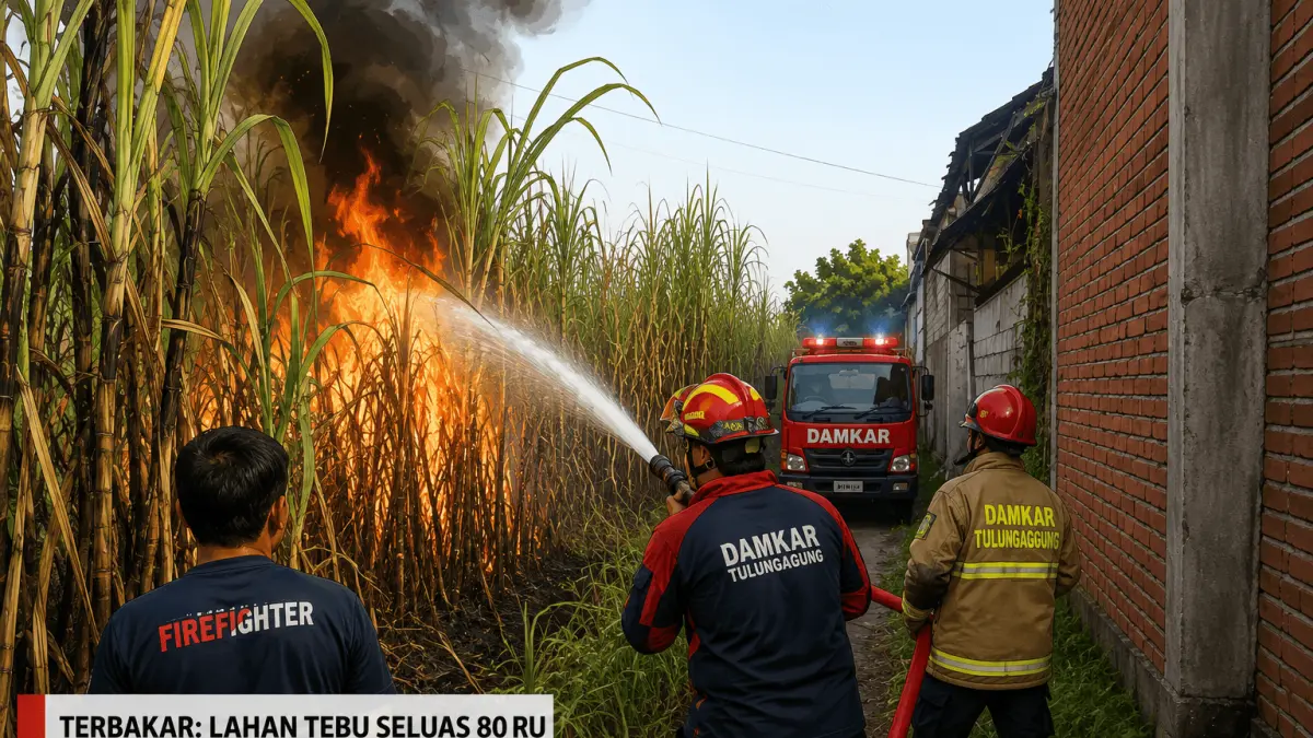 Kobaran api berhasil dikendalikan sebelum merembet ke lahan pertanian lain maupun permukiman warga. (DAMKAR TULUNGAGUNG)