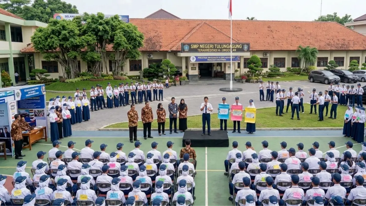 MPLS tahun ajaran 2026/2027 di seluruh SMA negeri di Tulungagung dipastikan berlangsung dengan konsep ramah anak.(ILUSTRASI AI)