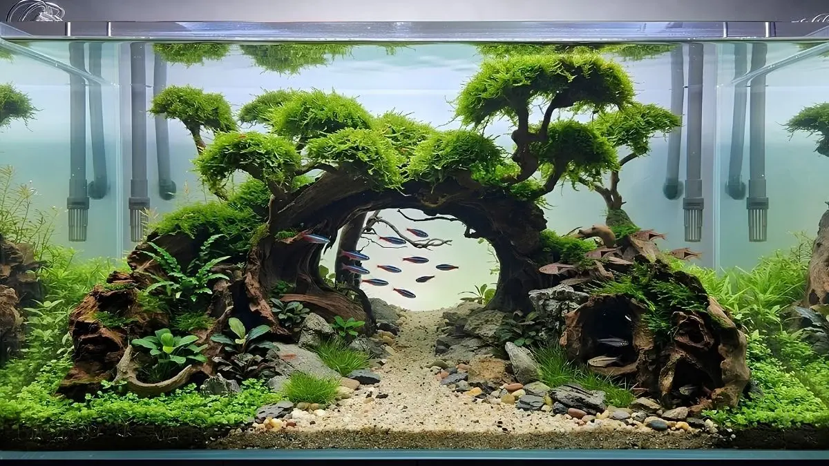 Audrey A mengunjungi NYX Aquascape milik Nixon Marpaung di Serpong dan menampilkan paludarium penjing Rp670 juta serta tren aquascape jungle style. (Pinterest)