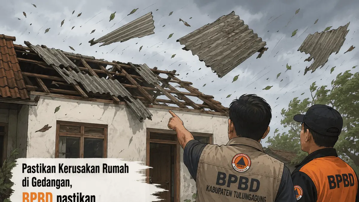 Kerusakan Rumah Warga Akibat Angin Kencang. (Ilustrasi AI)