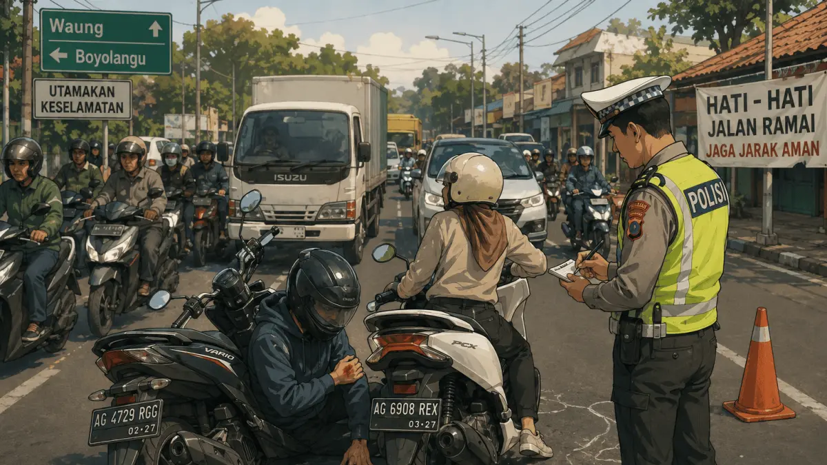 Satu pengendara mengalami luka ringan dan menjalani perawatan di RSUD dr. Iskak Tulungagung.(Ilustrasi AI)