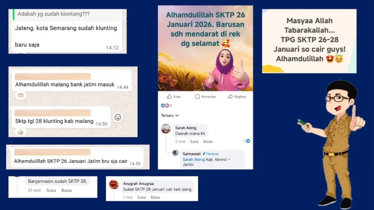 TPG 2026 mulai menunjukkan perkembangan positif. THR dan gaji ke-13 guru telah cair di sejumlah daerah, sementara SKTP Januari terbit dan validasi Februari masih berlangsung.