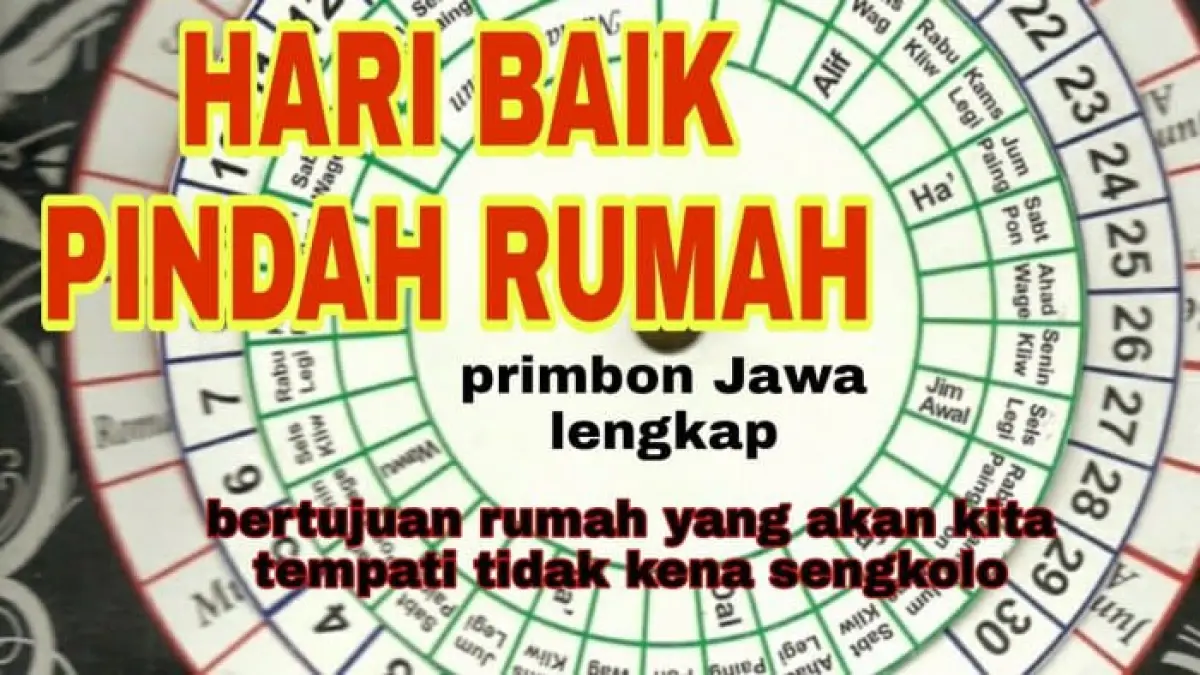 Hari baik pindah rumah menurut perhitungan Jawa berdasarkan bulan, hari, dan arah perjalanan menuju rumah baru.
