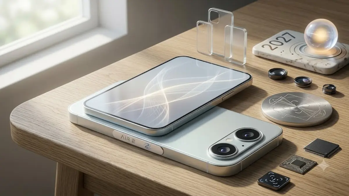 Rumor iPhone Air 2 menyebut Apple akan menghadirkan kamera ganda, Face ID baru, dan strategi lini iPhone yang berbeda pada 2027.