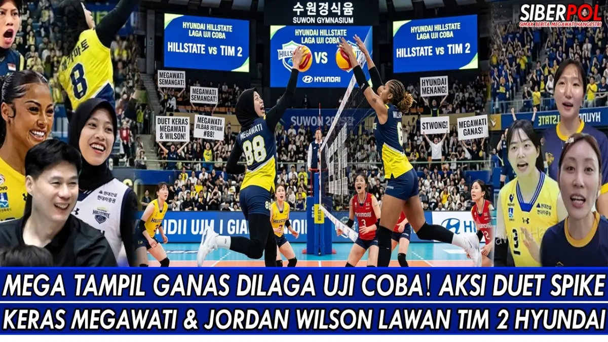 Megawati Hangestri tampil menggila di laga uji coba Hyundai Hill State. Duetnya bersama Kim Dain dan Jordan Wilson menghasilkan kemenangan telak. (Youtube. com)