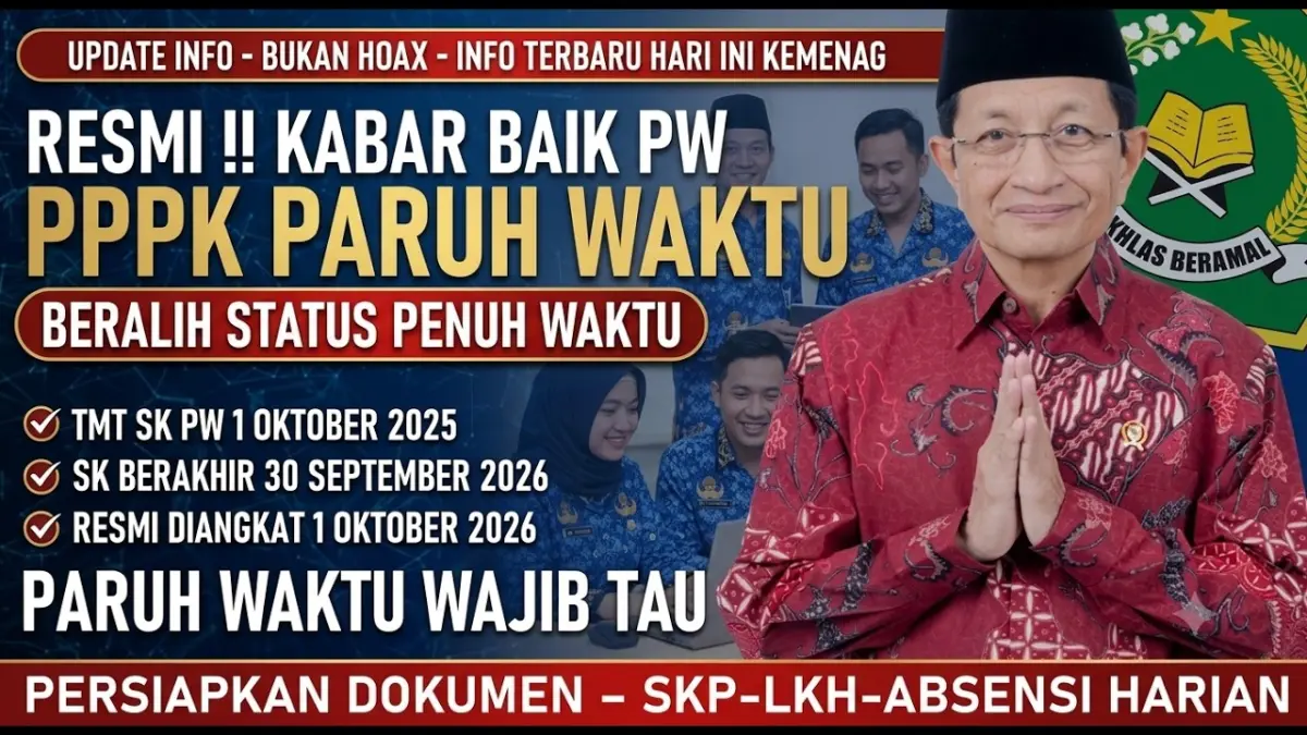P3K paruh waktu Kemenag segera memasuki evaluasi. Cek SKP, LKH, absensi, dan dokumen penting agar siap menghadapi perubahan status penuh waktu. (Youtube. com)
