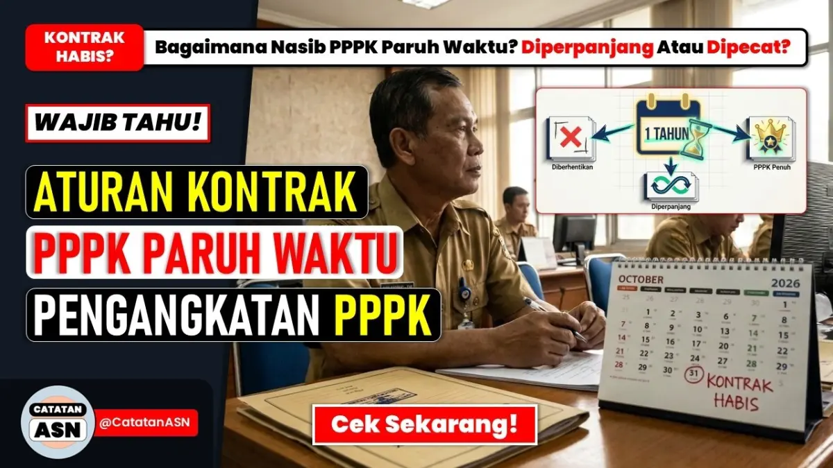 P3K paruh waktu tidak otomatis diberhentikan saat kontrak satu tahun berakhir. Simak aturan perpanjangan, evaluasi kinerja, dan peluang jadi penuh waktu. (Youtube. com)