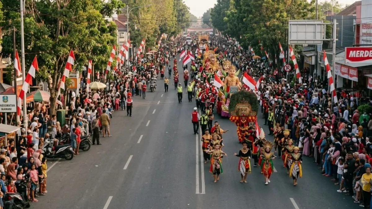 Empat desa yang kini menjadi lintasan kendaraan berat dan bus dampak pembangunan Jembatan Gondang 1 Tulungagung diminta tidak menggelar kegiatan yang sampai menutup badan jalan.(ILUSTRASI AI)