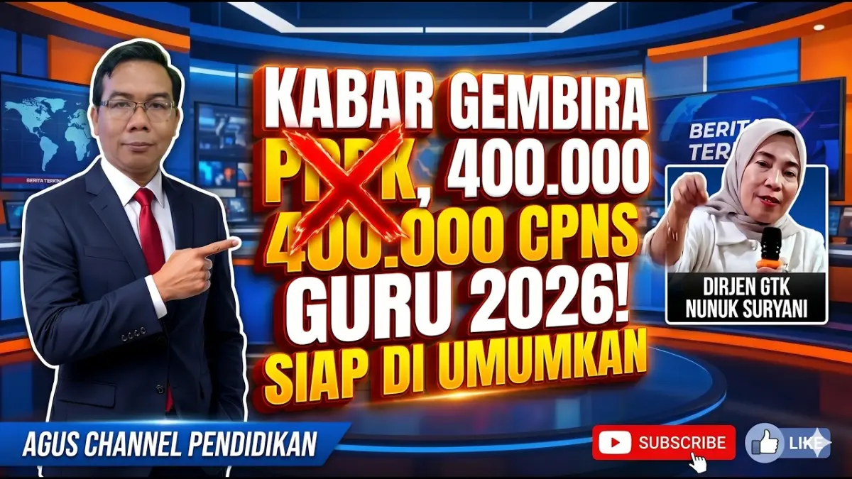 CPNS 2026 membawa peluang besar bagi guru. Kemendikdasmen mengusulkan 400 ribu formasi guru dan mendorong seluruhnya melalui jalur CPNS. Simak penjelasannya. (Youtube. com)