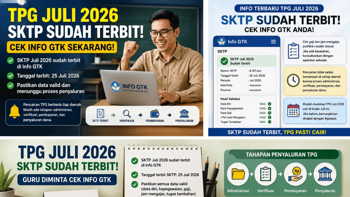 SKTP JULI SUDAH TERBIT TAPI TPG BELUM CAIR, CEK KONDISI INFO GTK AGUSTUS 2026