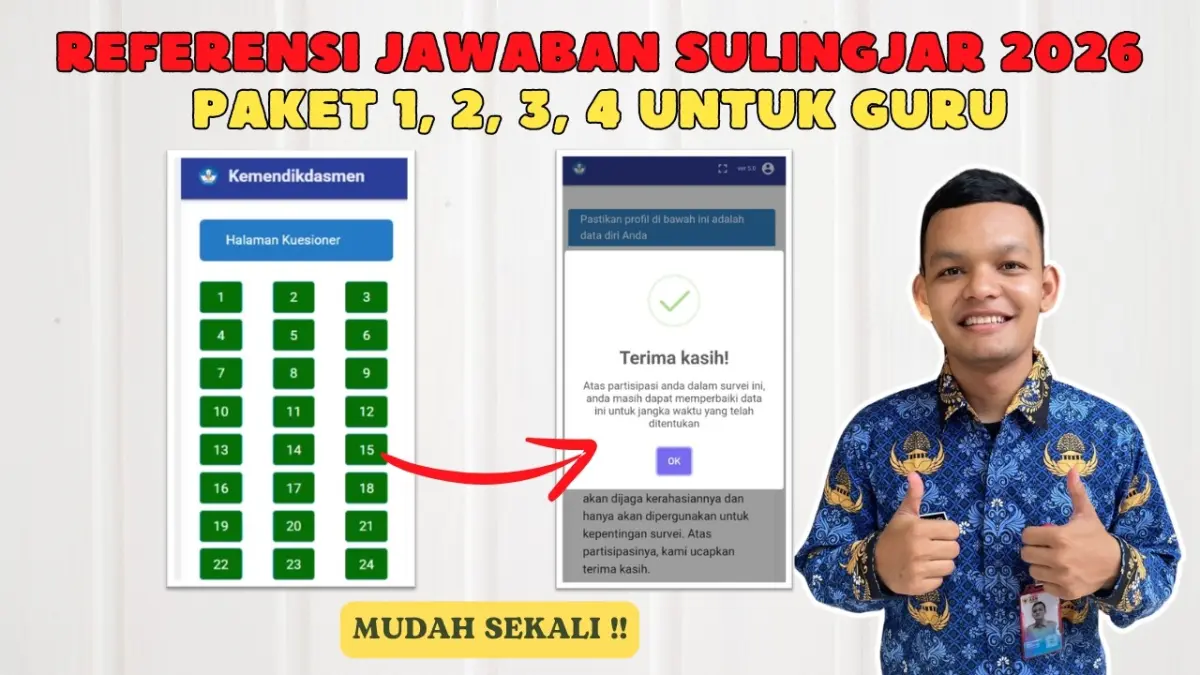Sulingjar 2026 menyediakan empat paket kuesioner. Simak cara login, penggunaan referensi jawaban, hingga proses menyelesaikan 50 soal. (Youtube. com)